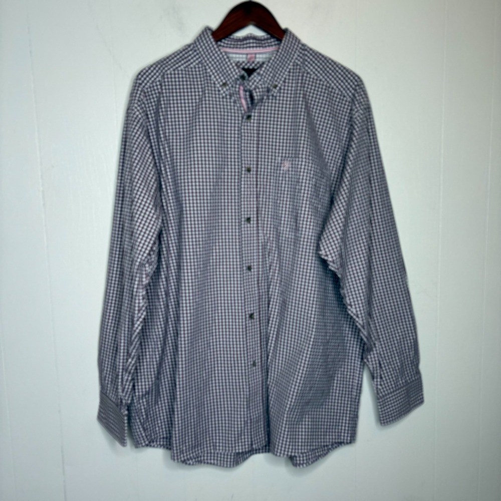 Ariat Pro Series Shirt XL Burgundy White Plaid Button Down Long Sleeve Casual